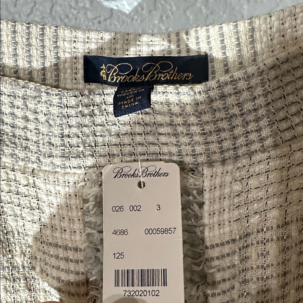 NWT Brooks Brothers Gray Cream Shimmer Tweed Aline Skirt Size 8 MSRP $289 - Picture 3 of 5